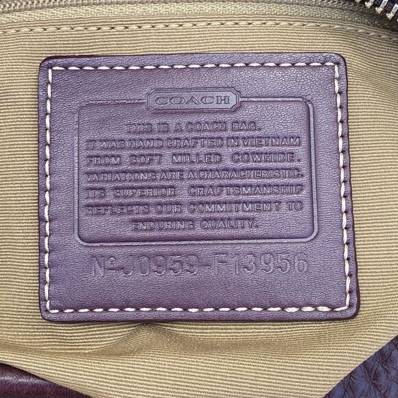 Coach Hamilton Purple Pebbled Leather Hobo Silver Turnlock Shoulder Bag F13956 - Picture 16 of 16